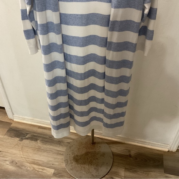 Talbots Blue White Straps Long Cardigan Size M - Picture 3 of 8